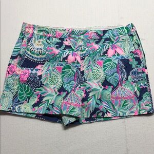 Lilly Pulitzer MALIE stretch Women’s Navy Floral Print Shorts NWT  📏16